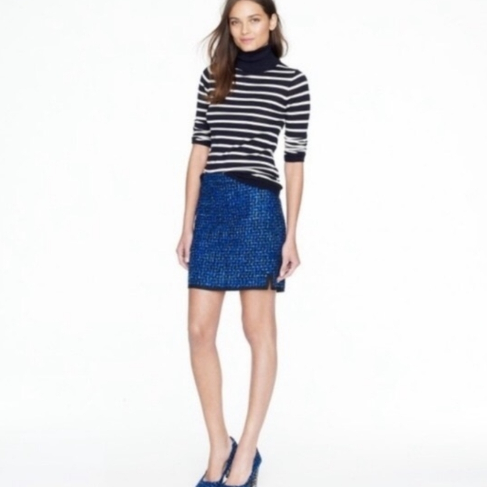 NWT  J.CREW TWEED BLUE AND BLACK MINI SKIRT